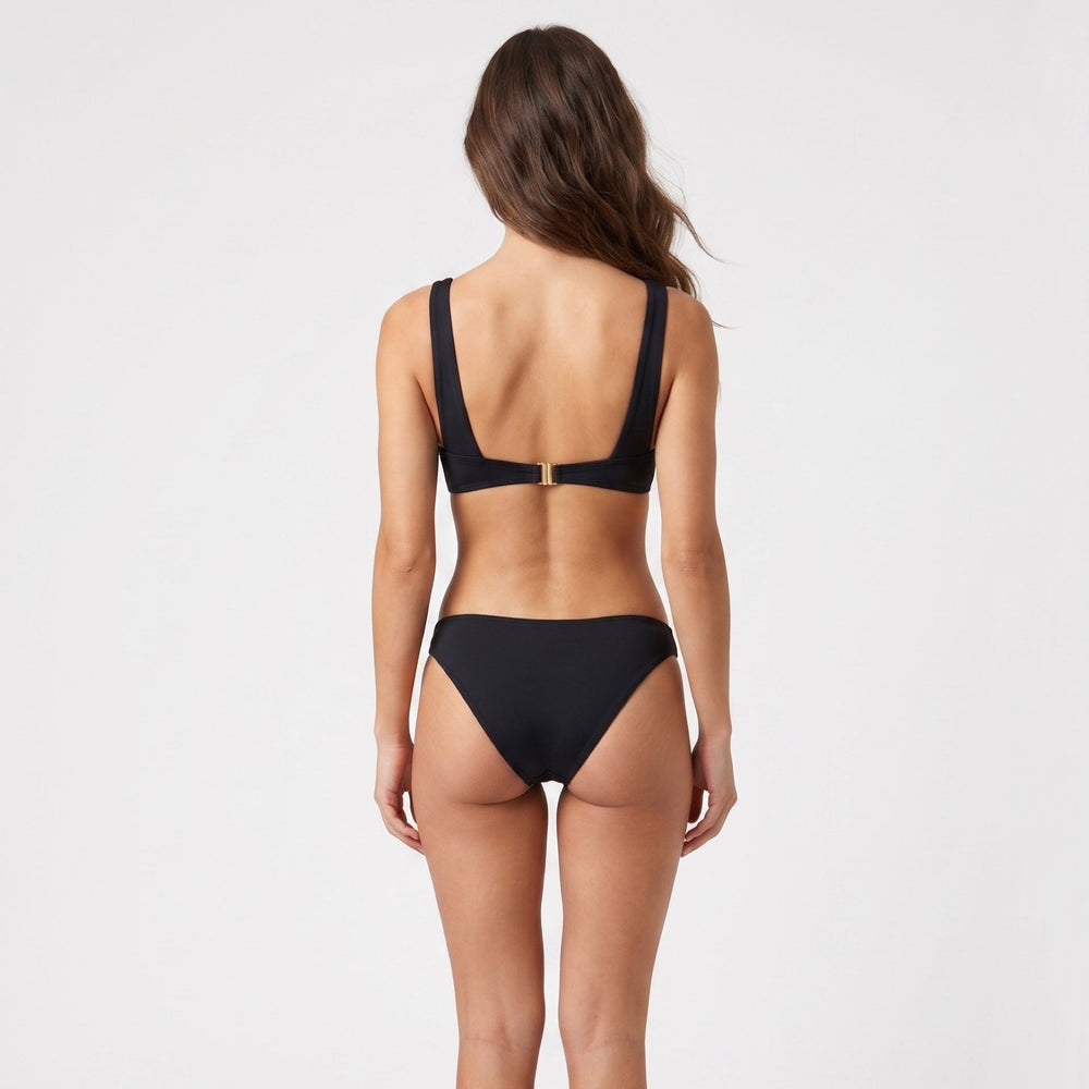 Cameron high-leg bikini bottom in black, back view
