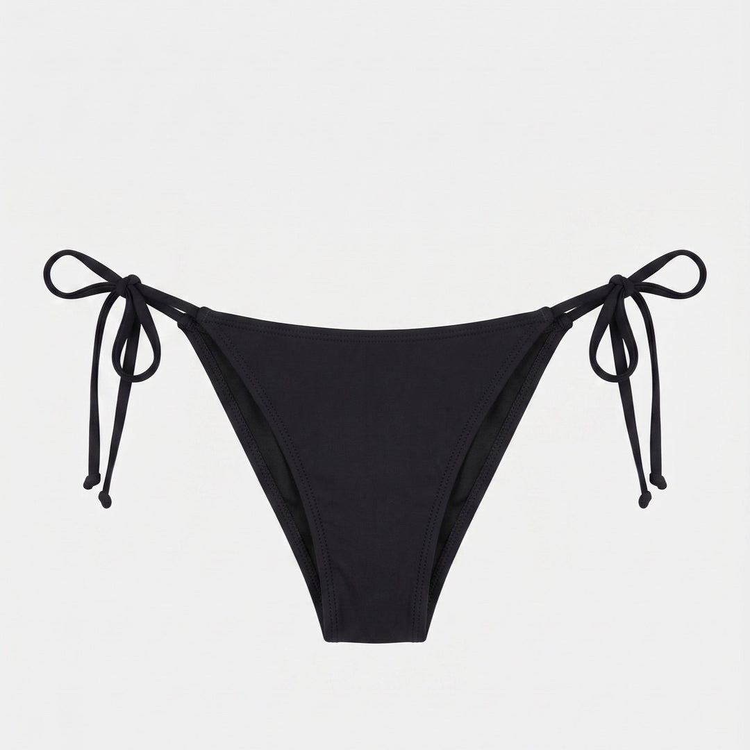 Ellen tie-side bikini bottom in black, detail view