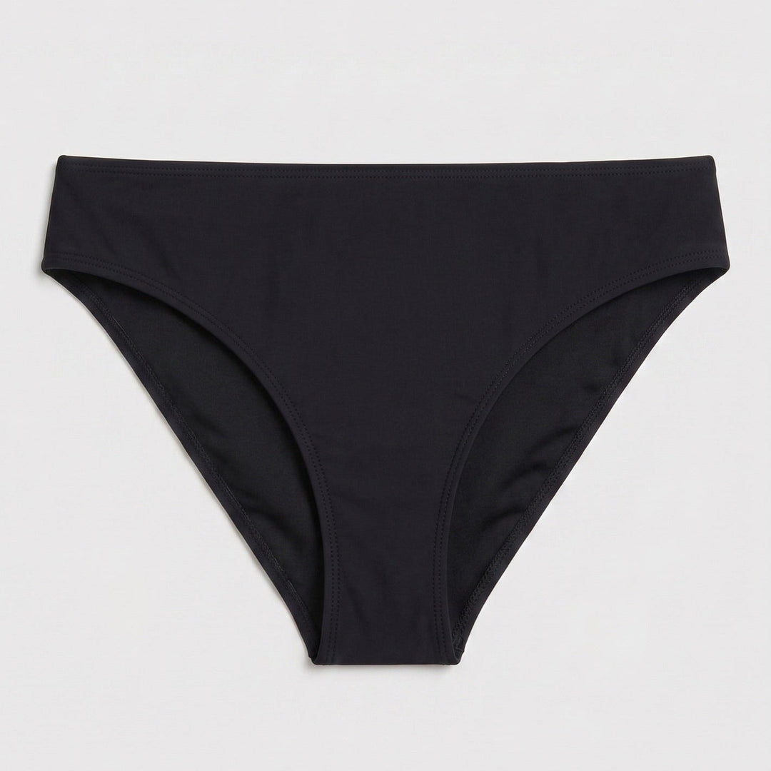 Cameron high-leg bikini bottom in black, detail view