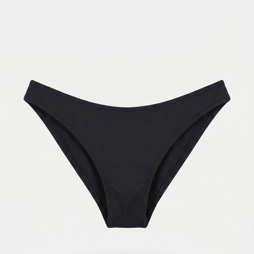 Tina mid-rise bikini bottom in black, detail view