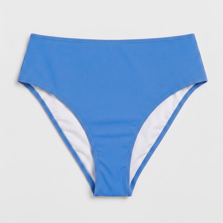 Sarah high-waisted bikini bottom in blue, detail view