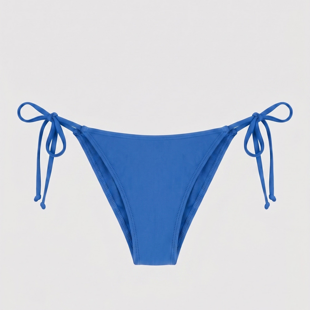 Ellen tie-side bikini bottom in blue, detail view