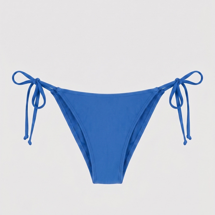 Ellen tie-side bikini bottom in blue, detail view