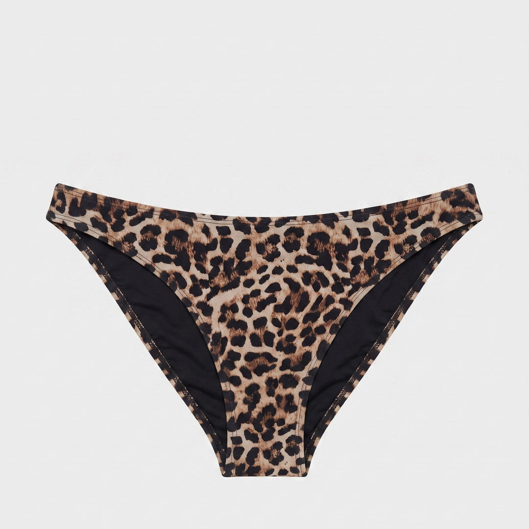 Tina mid-rise bikini bottom in leopard, detail view