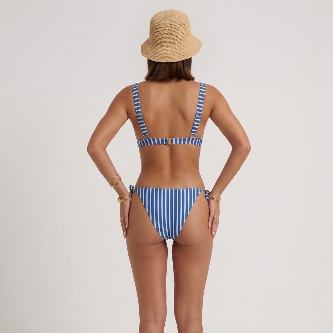 Ellen tie-side bikini bottom in stripe, back view