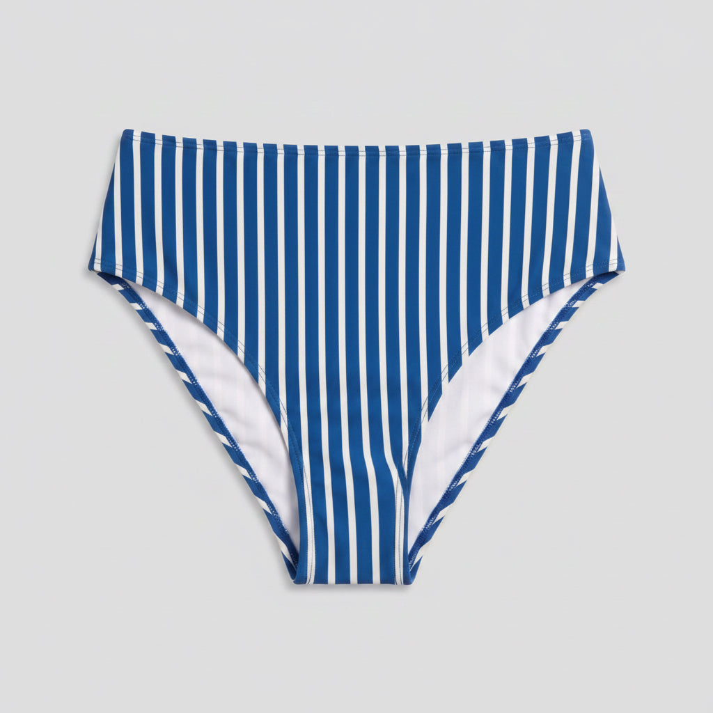 Sarah high-waisted bikini bottom in stripe, detail view