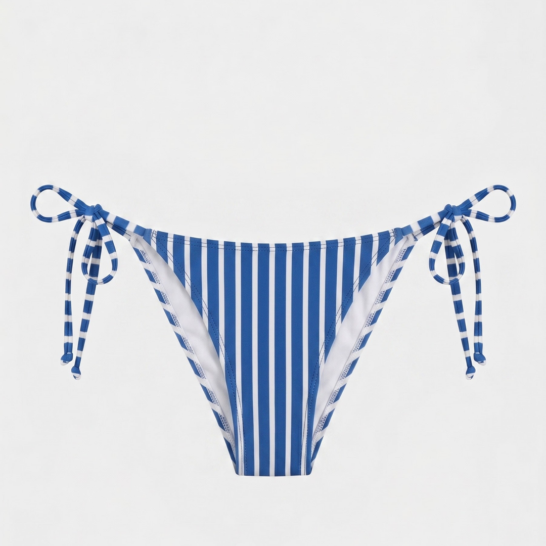 Ellen tie-side bikini bottom in stripe, detail view