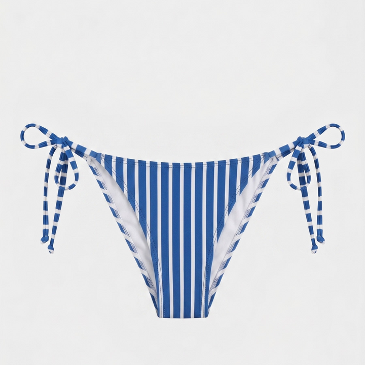 Ellen tie-side bikini bottom in stripe, detail view