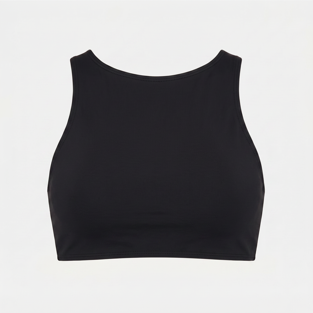Tina high-neck bikini top in black, detail view