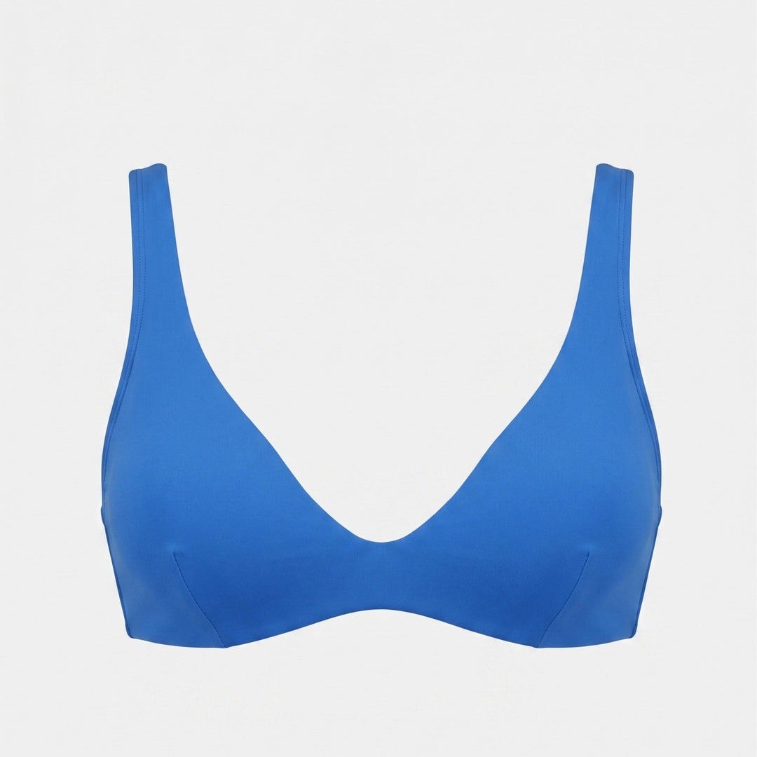 Sarah bikini top in blue, detail view