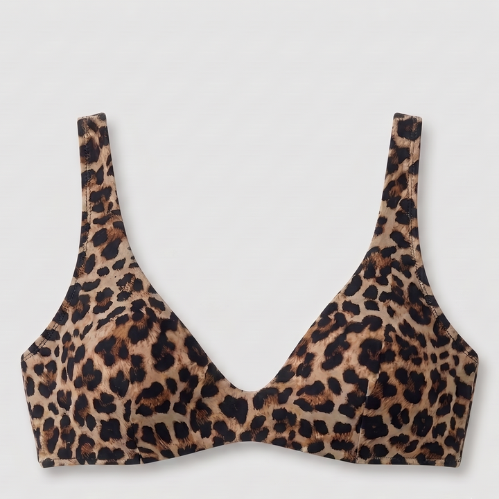 Sarah bikini top in leopard, detail view