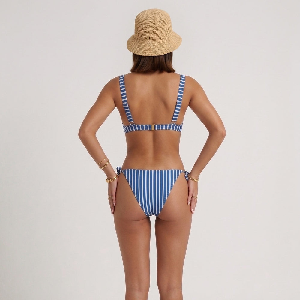 Ellen bikini top in stripe, back view